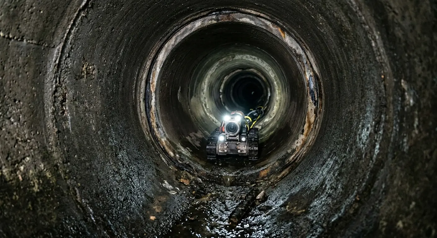 Robotic sewer camera inspecting pipe interior for Sewer Line Repair in North Manchester